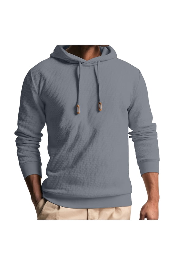 Mens Hooded Sweatshirt Casual Long Sleeve Drawstring Waffle Knit Hoodies Slim Fit Hoodies Pullover