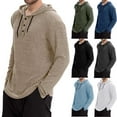 thumbnail image 1 of Dovford Mens Hoodies Lightweight Knitted Sweater Long Sleeve Drawstring Slim Fit Pullover Sweatshirt, 1 of 6