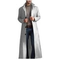 thumbnail image 1 of Dovford Mens Leather Trench Coat Full Length Vintage Classic Faux Leather Long Leather Jacket Winter Overcoat, 1 of 4