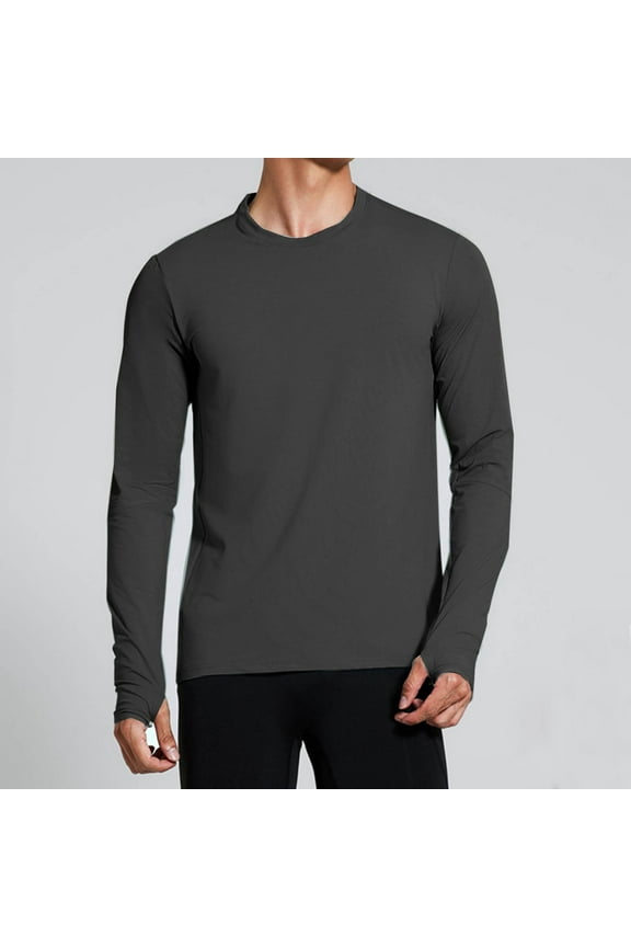 Mens Long Sleeve Workout Shirt Tops Light Weight Quick Dry Athletic T Shirt Running Hiking Undershirt with Thumb Holes