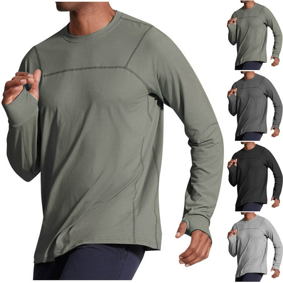 Dovford Mens Long Sleeve Workout Shirts Moisture Wicking Running Athletic Sport Performance T-Shirt Lightweight SPF Sun Shirt