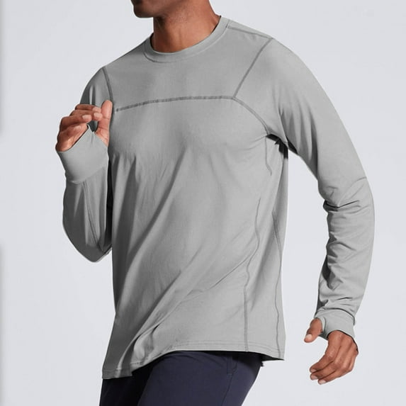 Dovford Mens Long Sleeve Workout Shirts Moisture Wicking Running Athletic Sport Performance T-Shirt Lightweight SPF Sun Shirt