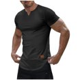 thumbnail image 1 of Dovford Mens Muscle Slim T Shirt V-Neck Longline Henley Shirt Gym Workout Athletic Tee Shirts, 1 of 7