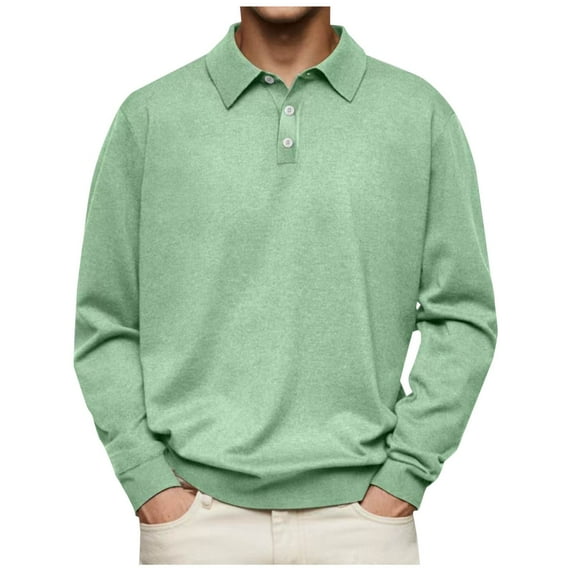 Dovford Mens Polo Shirts Casual Long Sleeve Button Classic Cotton Shirt Fashion Basic Collared Work Golf T-Shirts