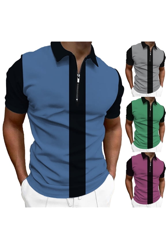 Mens Polo Shirts Short Sleeve Casual Striped Stylish Dry Fit Performance Designed Collared Golf Polo Shirts for Men