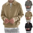 thumbnail image 1 of Dovford Mens Quarter Zip Pullover Waffle Textured Sweater Casual Knitted Loose Fit Oversize Sweater 2025, 1 of 6