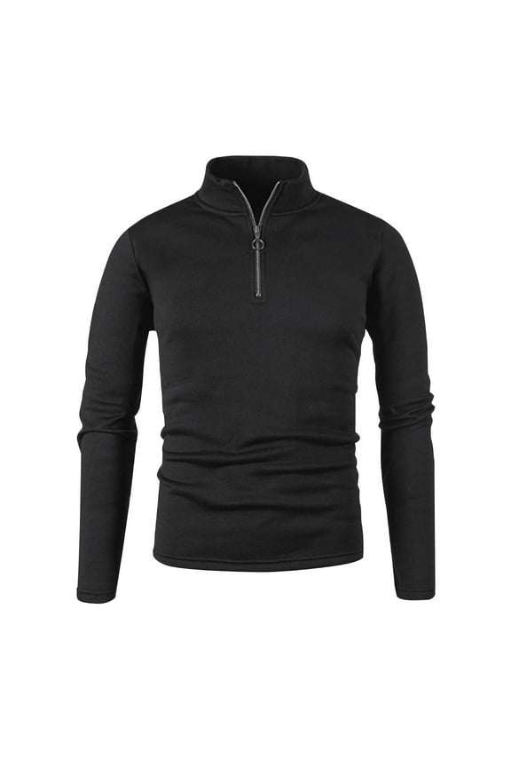 Mens Quarter Zip Sweatshirt Long Sleeve Pullover 1/4 Zip Up Golf Shirt for Men Winter Fleece Lined Thermal Sweater