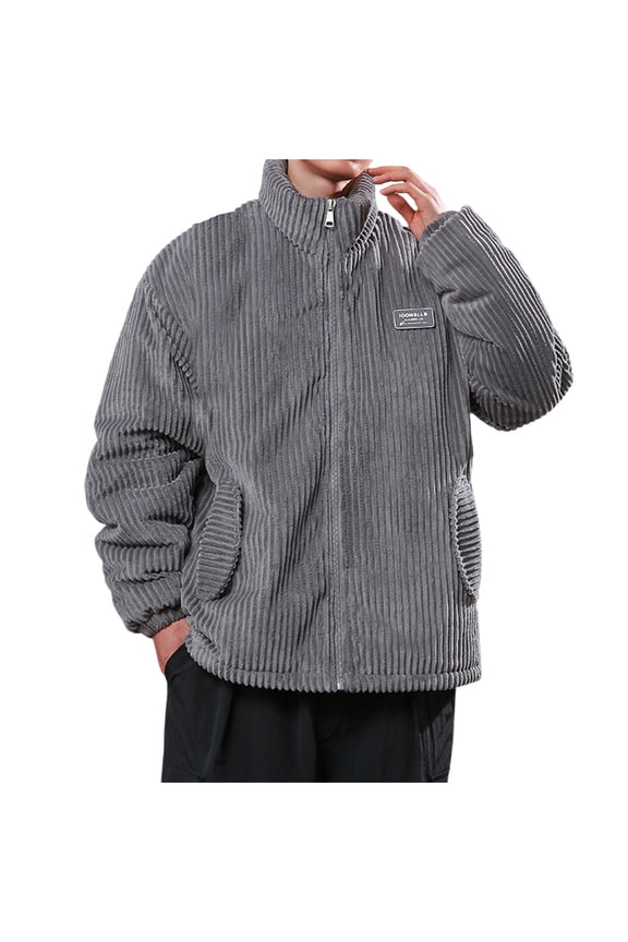 Mens Quilted Bubble Puffer Corduroy Jacket Mock Neck Zip Up Long Sleeve Winter Bomber Coat Fall Ribbed Tops Outerwear