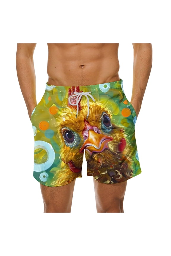 Mens Rooster Graphic Shorts Casual Streetwear Cool Basketball Shorts Running Workout Shorts with Pockets Drawstring Waist