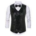 thumbnail image 1 of Dovford Mens Shiny Vest V-neck Silm Fit Suit Waistcoat Bowtie Set Party Prom Tuxedo Formal Casual, 1 of 4