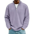 thumbnail image 1 of Dovford Mens Shirts Men's Simple Casual Ribbed Stand Collar Zipper Long Sleeve T-Shirt Fall Fashion, 1 of 2