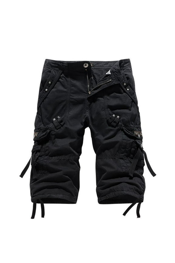Mens Shorts Joggers Drawstring Elastic Waist Cargo Shorts Casual Loose Fit Lightweight Multi-Pockets Cargo Shorts