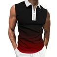 thumbnail image 1 of Dovford Mens Sleeveless Shirts Zipper Collar Solid Color Lapel Shirt Body Building Casual Summer Beach Tops, 1 of 4
