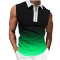 thumbnail image 1 of Dovford Mens Sleeveless Shirts Zipper Collar Solid Color Lapel Shirt Body Building Casual Summer Beach Tops, 1 of 4