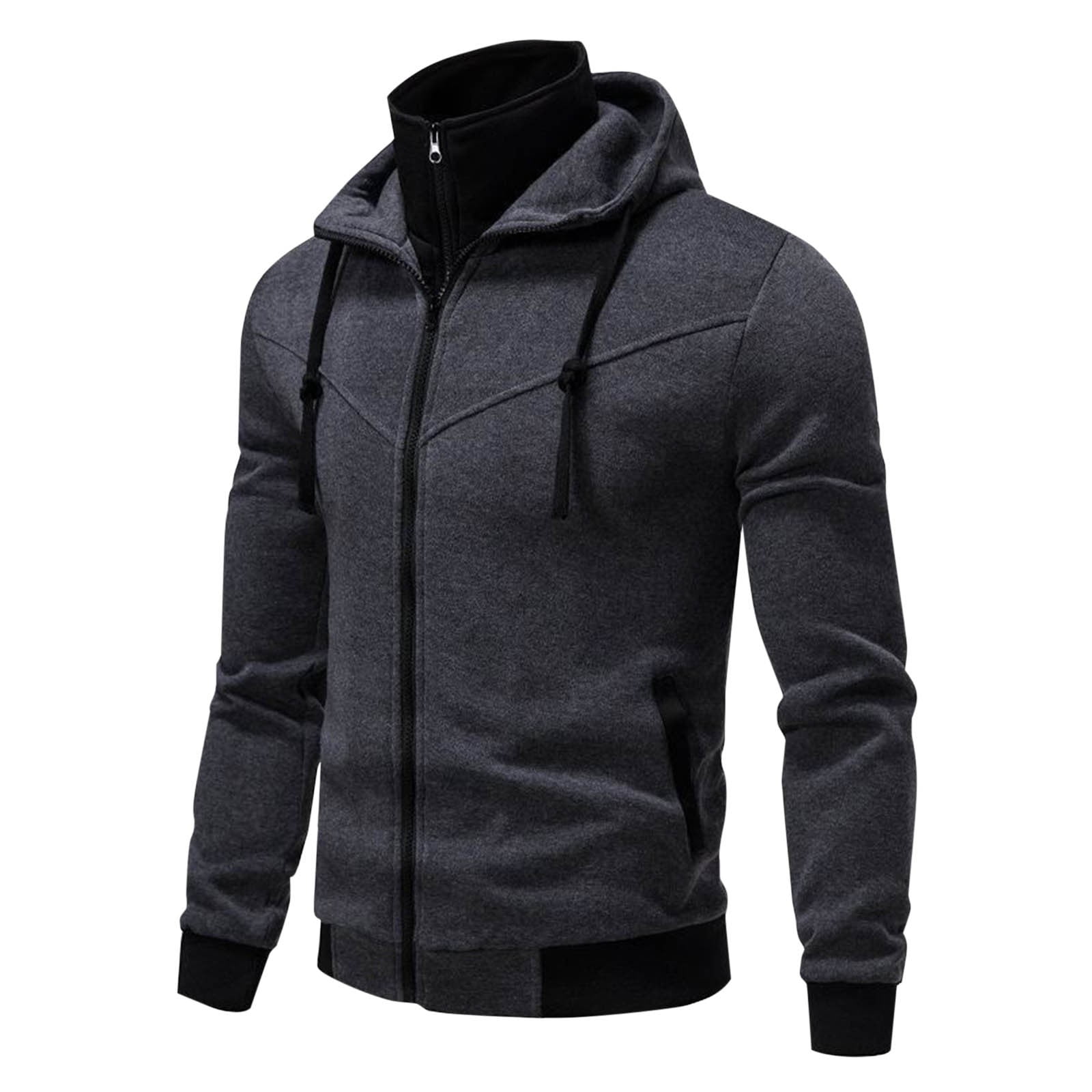 AOTORR Men's Full-Zip Hoodie – Regular Fit, Drawstring Hood, Three Zippered Pockets, Camo/Black