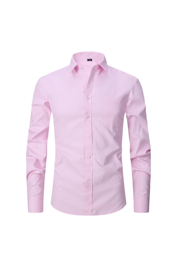 Mens Solid Oxford Shirt Regular Fit Long Sleeve Casual Button Down Shirts Wrinkle Free Dress Shirt with Pocket