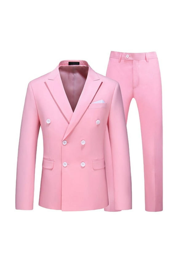 Mens Suits Slim Fit 2 Piece Double Breasted Blazer Tuxedo Suit Set for Men Casual Wedding Casual Business