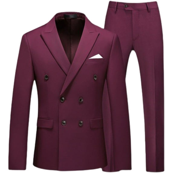 Dovford Mens Suits Slim Fit 2 Piece Double Breasted Blazer Tuxedo Suit Set for Men Casual Wedding Casual Business