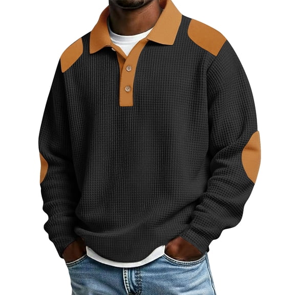 Dovford Mens Sweatshirt Casual Stand Collar Quarter Zip Pullover Fall Waffle Sweaters Long Sleeve with Pockets