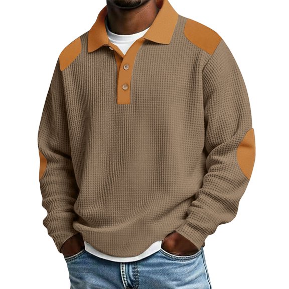 Dovford Mens Sweatshirt Casual Stand Collar Quarter Zip Pullover Fall Waffle Sweaters Long Sleeve with Pockets