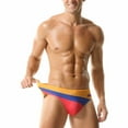 thumbnail image 1 of Dovford Mens Swim Briefs Color Block Print Fashion Micro Bikini Swimwear Drawstring Swimsuit Men 2025, 1 of 6