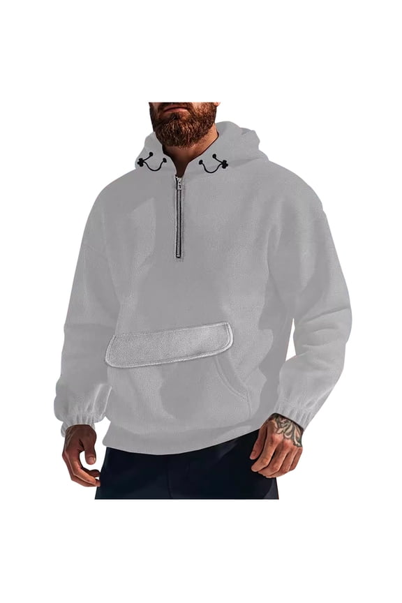 Mens Tactical Military Hoodies Mock Turtleneck Drawstring Windproof Thermal Sweatshirt with Kangaroo Pocket 1/4 Zip Pullover