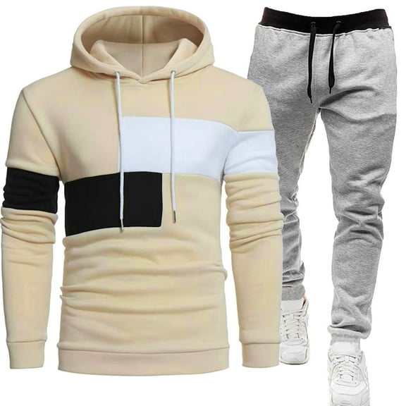 Dovford Mens Tracksuits 2 Piece Set New Sports Hoodie Sweat Suits Workout Jogging Suit with Kanga Pockets