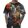 thumbnail image 1 of Dovford Mens Tshirts 2024 Summer Fashion Casual Men's Round Neck 3D Dragon Printed T-shirt Short Sleeve Regular Fit Tops, 1 of 5