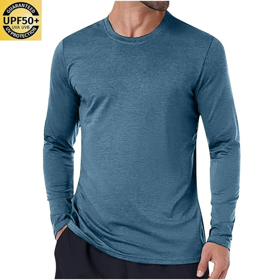 Dovford Mens UPF 50+ UV Sun Protection Shirts Outdoor Long Sleeve SPF Rash Guard for Fishing Hiking Swimming Running