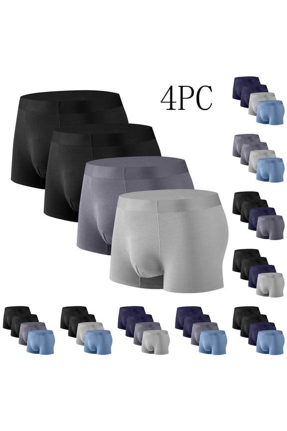 Mens Underwear Boxer Briefs Breathable Soft Active Mesh Underwear With Fly 4 Pack