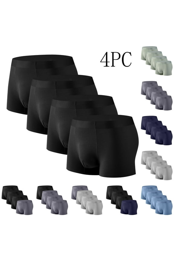 Mens Underwear Boxer Briefs Pouch Trunks Underwear for Men 1.5" No Fly Boxer Trunks 4-Pack