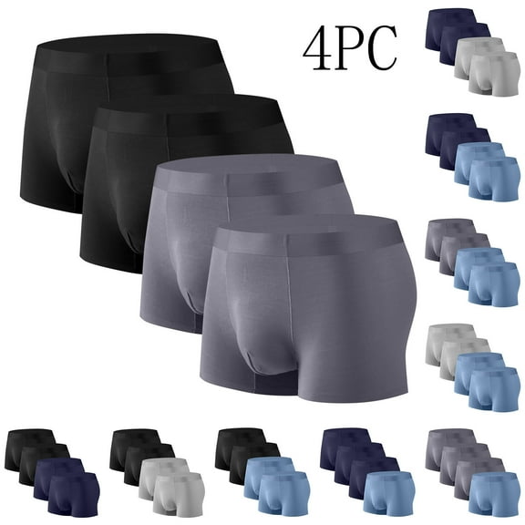 Dovford Mens Underwear Mens Bamboo Viscose Boxer Briefs for Men 4 Pack No Open Fly Mens Trunks Underwear