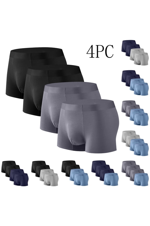 Mens Underwear Mens Bamboo Viscose Boxer Briefs for Men 4 Pack No Open Fly Mens Trunks Underwear