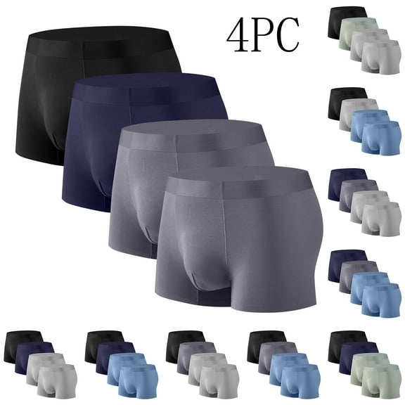 Dovford Mens Underwear Trunks Superb Support Performance Trunks For Man Upgraded Fabric No-Fly Pouch Soft(4 Pack)