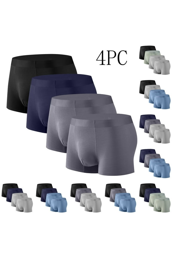 Mens Underwear Trunks Superb Support Performance Trunks For Man Upgraded Fabric No-Fly Pouch Soft(4 Pack)