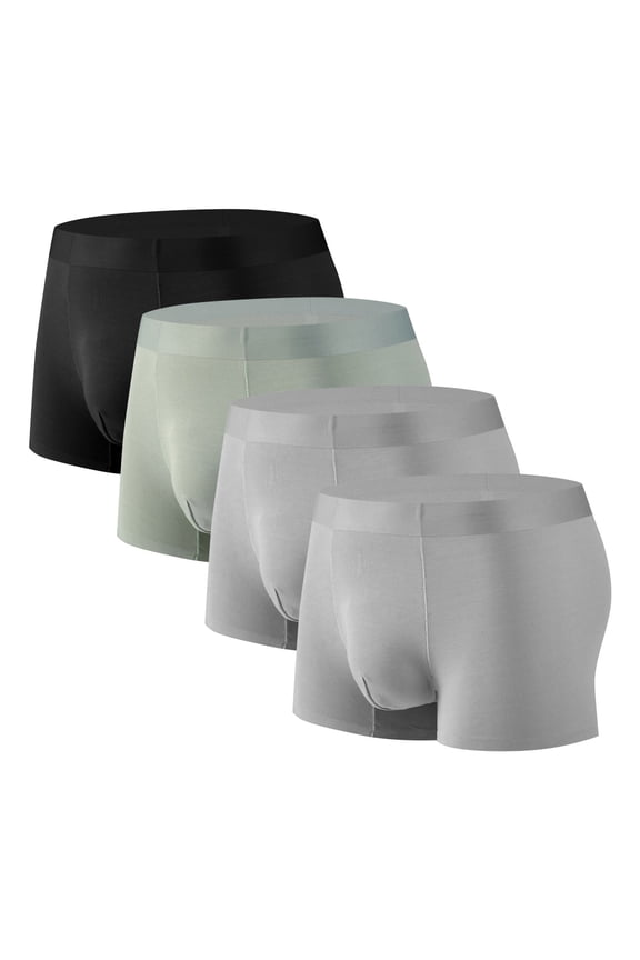 Mens Underwear Trunks Superb Support Performance Trunks For Man Upgraded Fabric No-Fly Pouch Soft(4 Pack)