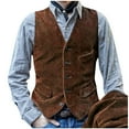 thumbnail image 1 of Dovford Mens V Neck Suit Vest Retro 5 Button Suede Leather Regular Fit Casual Waistcoat for Prom,Husband Gift,Daily Wear, 1 of 6