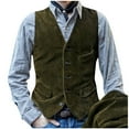 thumbnail image 1 of Dovford Mens V Neck Suit Vest Retro 5 Button Suede Leather Regular Fit Casual Waistcoat for Prom,Husband Gift,Daily Wear, 1 of 6