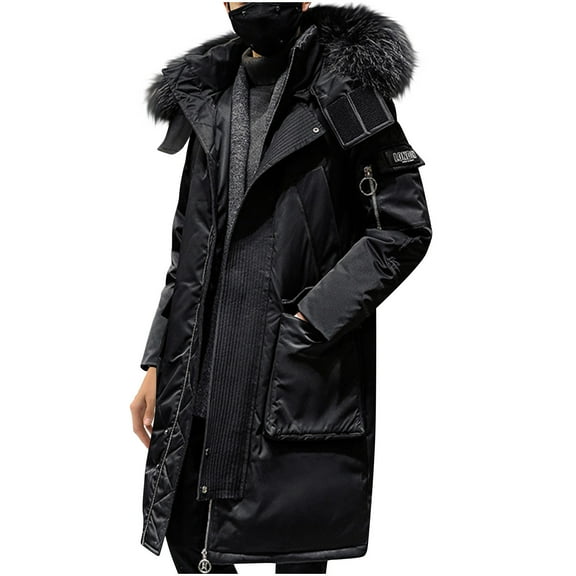 Dovford Mens Winter Coat Removable Hooded Thicken Warm Windproof Padded Parka Jacket with Pockets