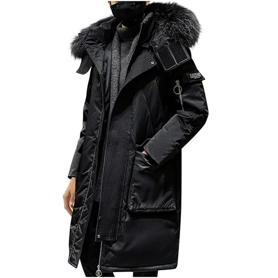 Dovford Mens Winter Coat Removable Hooded Thicken Warm Windproof Padded Parka Jacket with Pockets