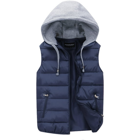 Dovford Mens Winter Puffer Vests Stand Collar Lightweight Outerwear Zip Up Quilted Bomber Jacket Vest Warm Softshell Vest
