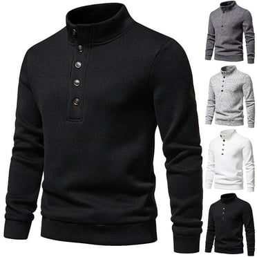 Dovford Mens Wool Sweater Pullover Lightweight Turtleneck Long Sleeve Knitted Three Button Sweaters