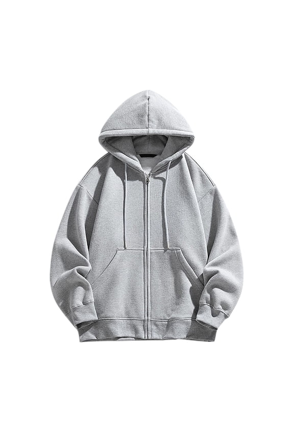 Mens Zip Up Y2K Hoodies Long Sleeve Fall Oversized Casual Drawstring Drop Shoulder Sweatshirts Jacket with Pocket