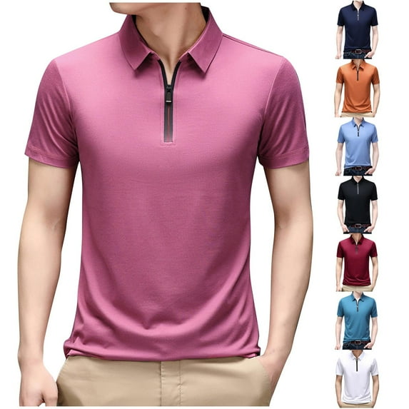 Dovford Mens Zipper Polo Shirts Short Sleeve Moisture Wicking Outdoor Golf Shirt Collared Athletic Tennis Polo 2025