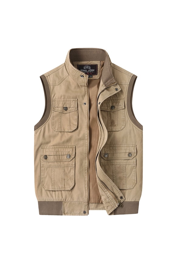 Multi Pockets Cargo Vests for Men Utility Vest Jacket Full Zip Sleeveless Casual Outdoor Waistcoat for Fishing Travel 2024