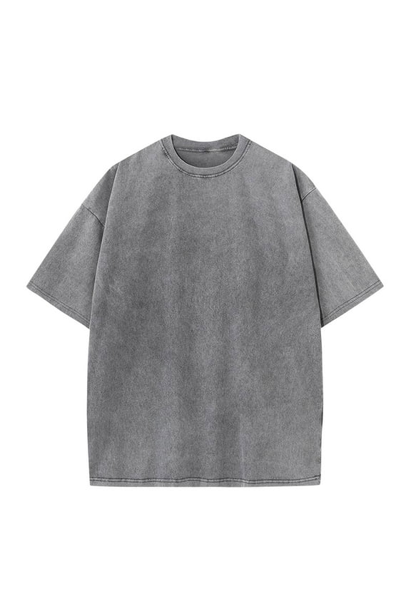 Oversized Unisex Vintage Acid Wash Tshirt Cotton Solid Streetwear Short Sleeve Casual Baggy Fit Shirts Tops for Men Women
