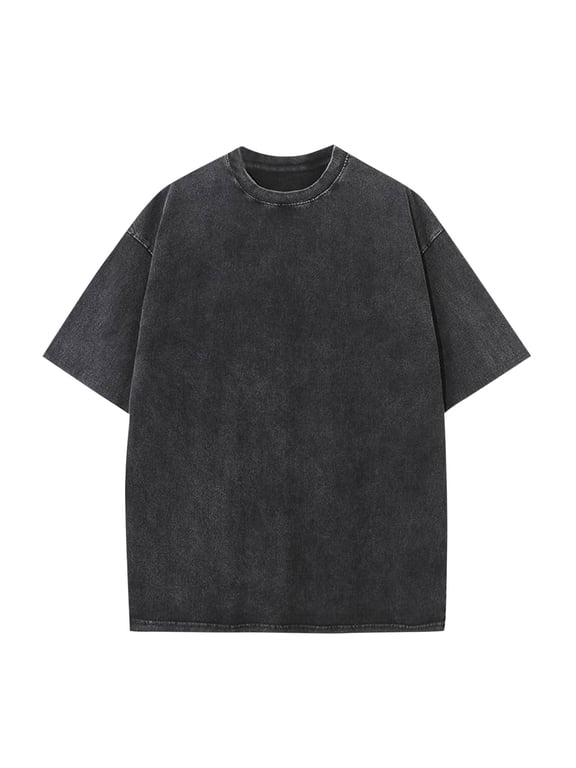 Oversized Unisex Vintage Acid Wash Tshirt Cotton Solid Streetwear Short Sleeve Casual Baggy Fit Shirts Tops for Men Women