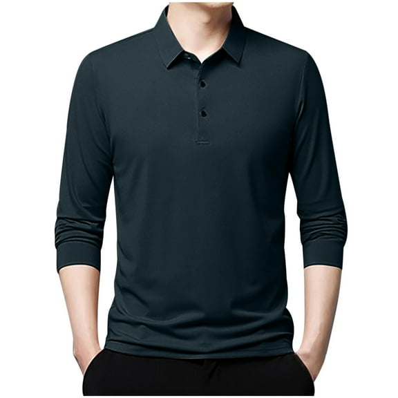 Dovford Polo Shirts for Men Long Sleeve Soft Cotton Collared Shirt