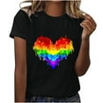 thumbnail image 1 of Dovford Pride Shirt Women Rainbow Graphic Tee Love Love Print T-Shirt LGBT Equality Shirts Short Sleeve Tops, 1 of 7