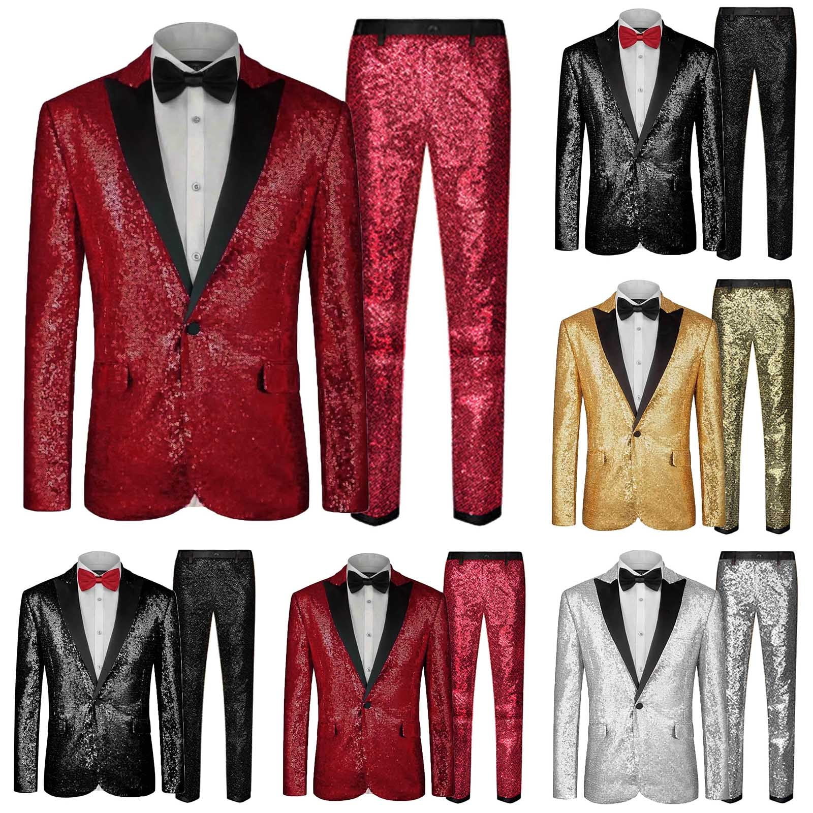 Shiny Metallic Party Black Suit